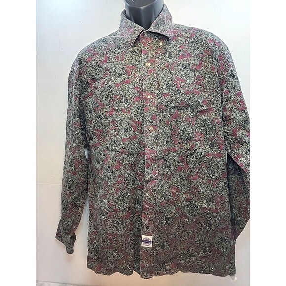 Mens Large Royalcore Paisley World of Savane Long Sleeve Shirt - Picture 1 of 6
